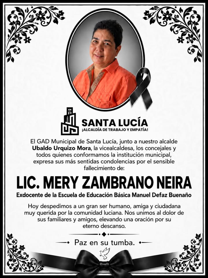 Luto en Santa Lucía: Fallece la exdocente Mery Zambrano Neira
