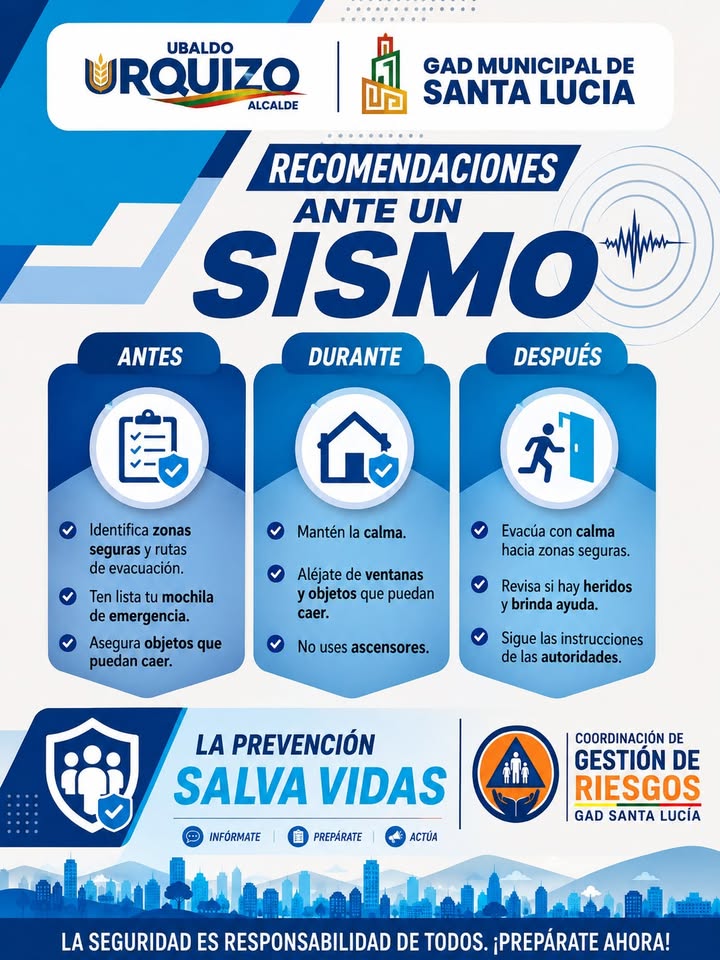 GAD Santa Lucía refuerza protocolos de prevención ante sismos con guía práctica