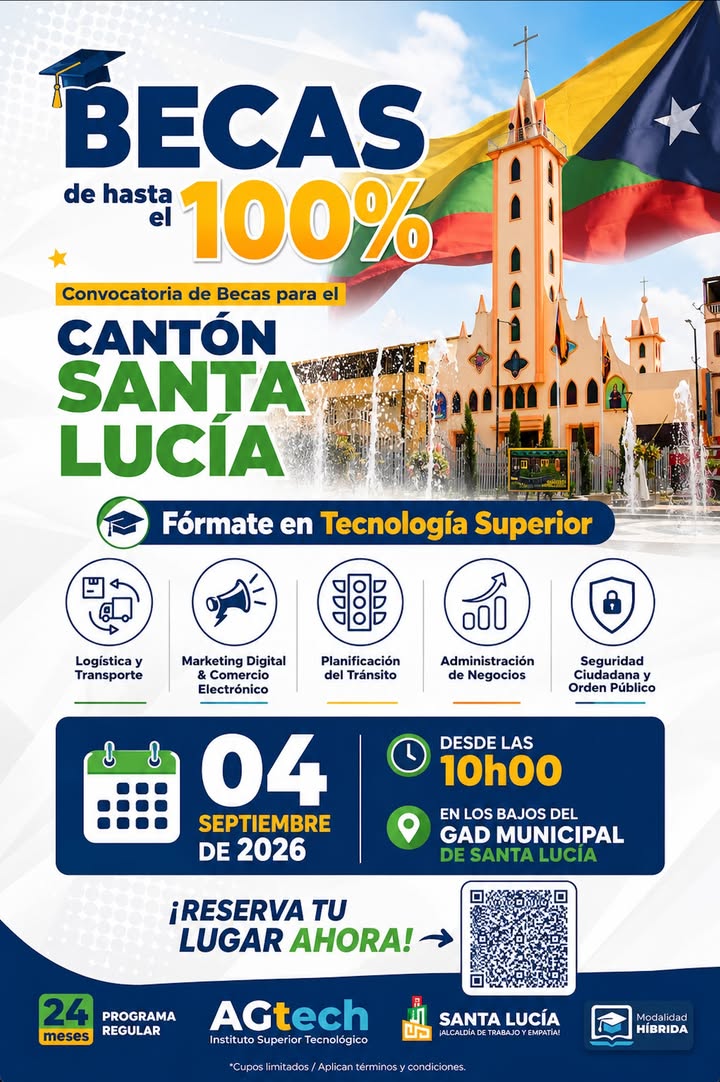 Santa Lucía abre becas hasta el 100% para jóvenes de 17 a 29 años