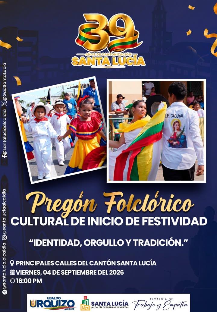 Santa Lucía celebra sus 39 años con Pregón Folclórico este 4 de septiembre